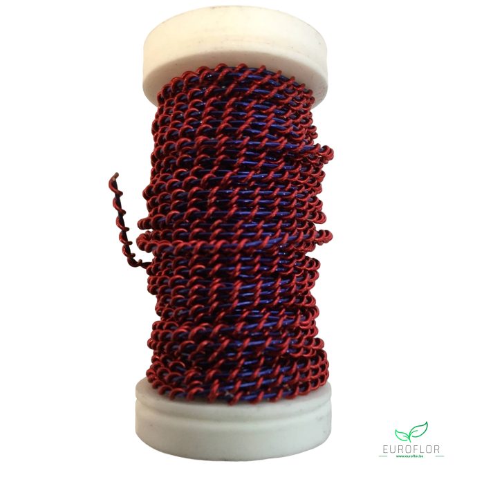 WIKKELDRAAD TWO TONE - ROOD rond BLAUW - 100GR 10M