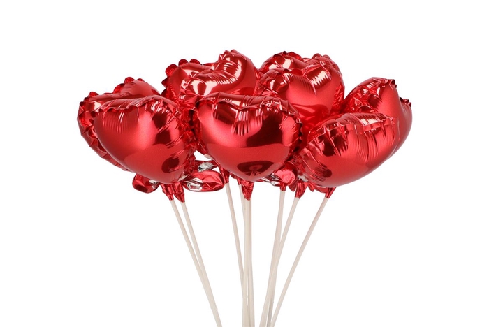 <h4>Stick-ins Heart Balloons Red 10cm Set Of 10</h4>