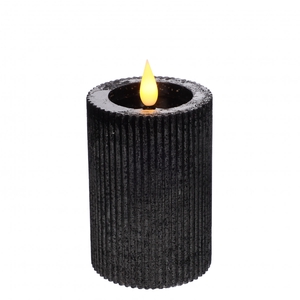 Candle led cylind rib d07 10cm ex aaa