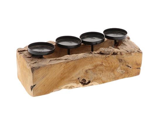 Candleholder 4 Teak Pirin L40W15H15