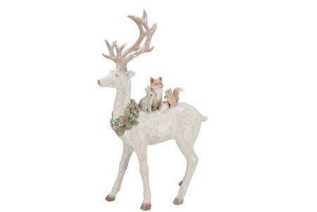 <h4>Lesly X-mas White Standing Deer 26x11x42cm</h4>