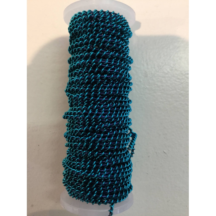 <h4>WIKKELDRAAD TWO TONE - TURQUOISE rond BLAUW - 100GR 10M</h4>