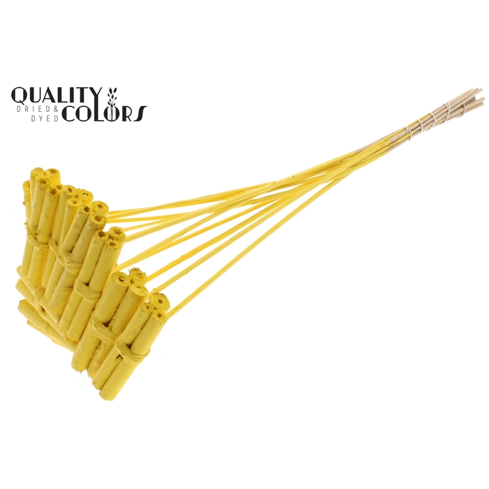 <h4>Jute Stick Posy on stem Covered Yellow</h4>