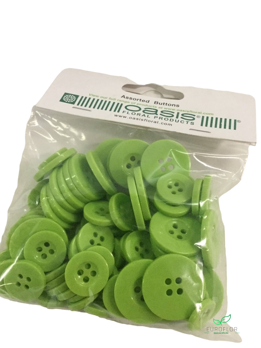 BUTTONS ASSORTED 3SIZES APPLE GREEN
