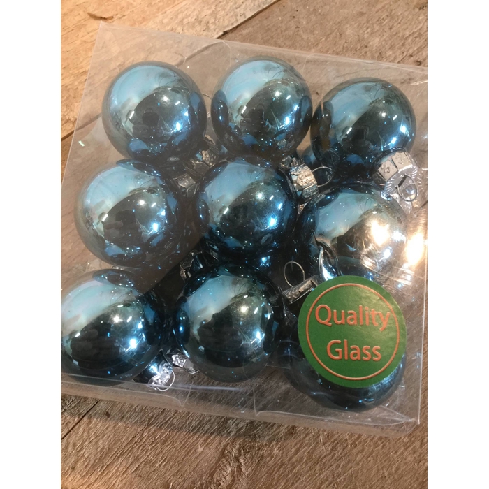 <h4>KERSTBAL GLASS 30MM PETROL 18PCS</h4>