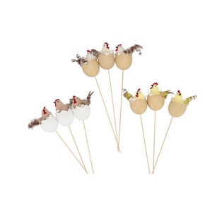 Easter Fun Pick Natural Brown Mix Egg-chicken Ass 7x7x9cm