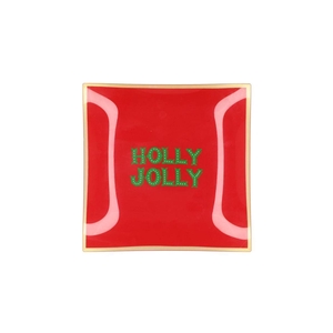 Plate Square Holly Jolly 18x18x2cm