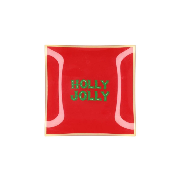 <h4>Plate Square Holly Jolly 18x18x2cm</h4>
