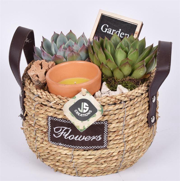 <h4>Touw mand "flowers" 20cm</h4>