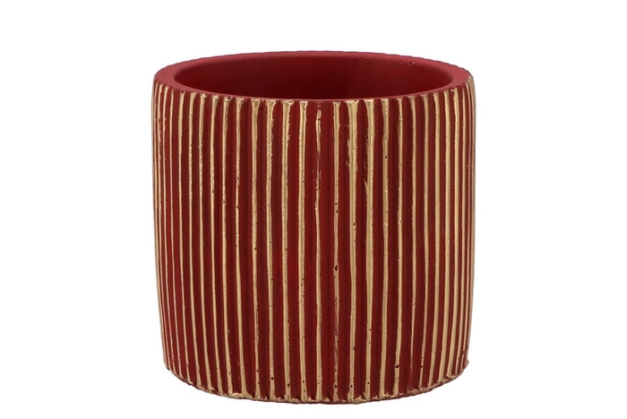 <h4>Stripes Red Gold Cylinder Pot 13x13cm Nm</h4>