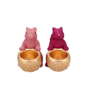 Jingle Pink/fuchsia Squirrel Sitting Ass 17x9x14cm Nm