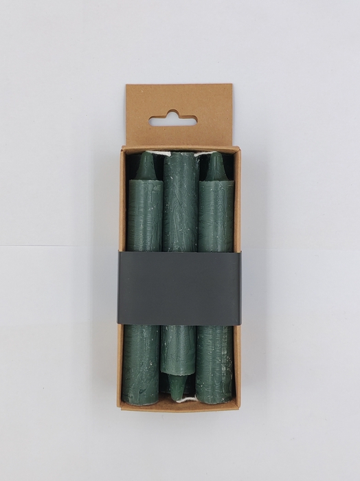 <h4>DF11-731277200 - Set/6 Dinner candle Lucian d2.2xh14 rustic forest green</h4>