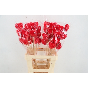 Stick Heart Flock Red 7cm