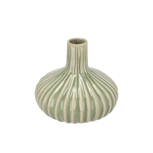 Gia Green Stripe Vase Neck 21x21x19cm