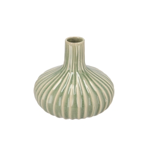Gia Green Stripe Vase Neck 21x21x19cm Nm