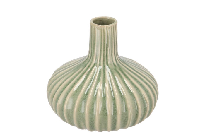 <h4>Gia Green Stripe Vase Neck 21x21x19cm</h4>