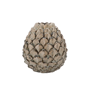 Mika Nordic Green Vase Pinecone Edge 23x24cm