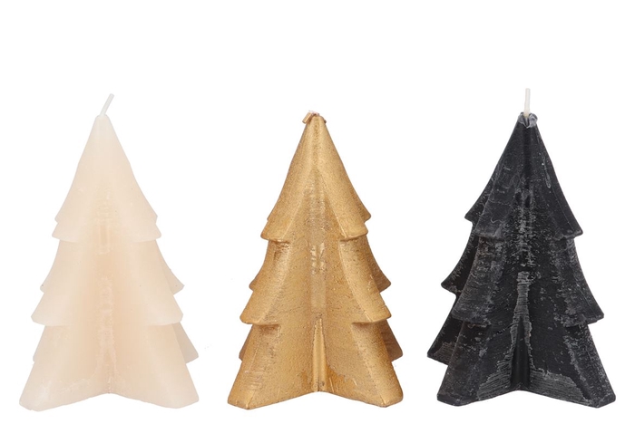 <h4>Candle Frosty Pine Tree Black Mix 12x15cm Ass</h4>