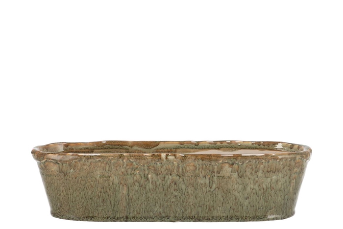 <h4>Iron Stone Sand Glazed Oval Pot 32x10x8cm</h4>