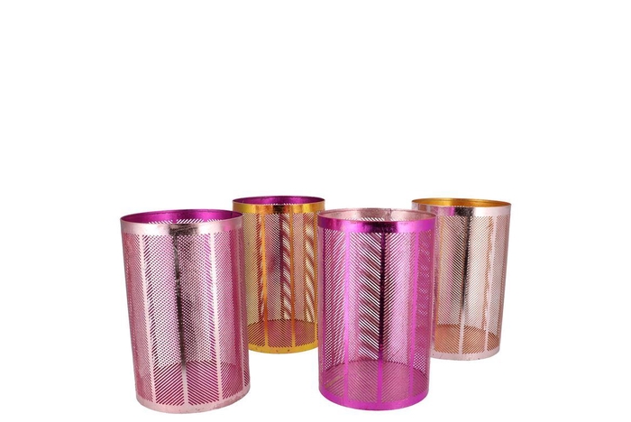 <h4>Glam Jolly Pink Mix T-light Cilinder Ass 12x16cm</h4>