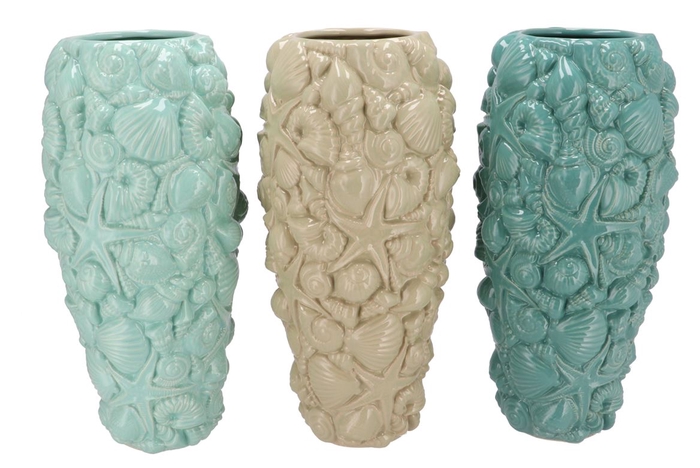 Vive Mint Mix Vase Shells Ass 21x21x45cm