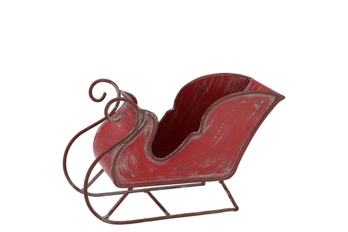 Kaya Red Santa Sleigh Metal 24x9x15cm