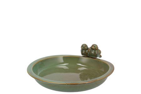 <h4>Iron Stone Bird Bowl Glazed Green 23x5cm Nm</h4>