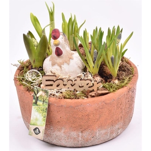 Cement schaal terra kleur 20.5cm