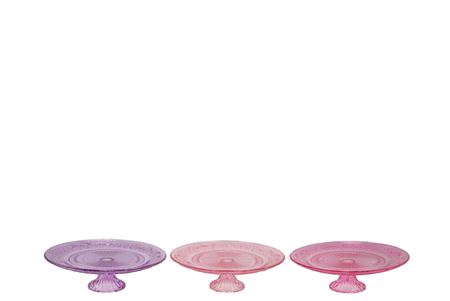 <h4>Dayah Pretty Pink Glass Plate On Foot 15x8cm Ass P</h4>