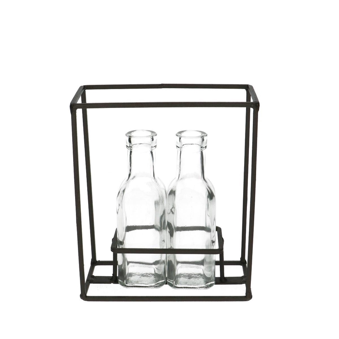 Glas Fles Rek+2fles d03/5*16cm