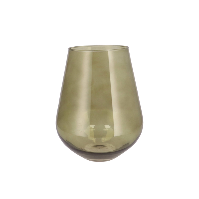 <h4>Mira Olive Green Glass Wide Vase 22x22x28cm</h4>