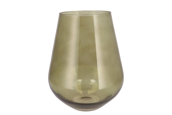 <h4>Mira Olive Green Glass Wide Vase 22x22x28cm</h4>