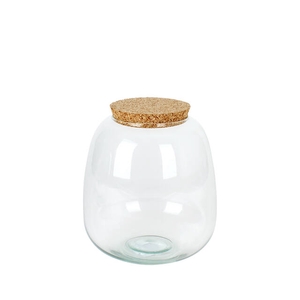 Vaas Richmond met kurk 19xH20cm recycled glas