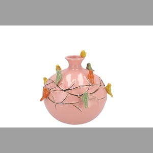 Bird Pink Vase Globe 14x14x14cm Nm