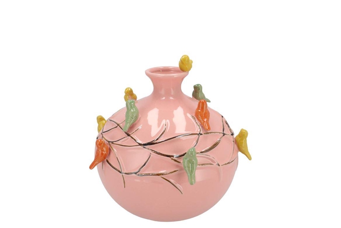 <h4>Bird Pink Vase Globe 14x14x14cm Nm</h4>