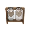 Love Wood Rack 2 Glass 9x9x8cm