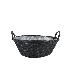 Wicker Basket Low With Ears Black Bowl 30x12cm