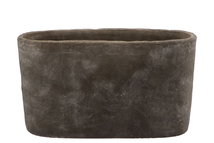 Iron Stone Grey Oval Pot 44x16x25cm
