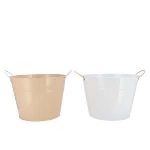 Zinc Basic White/sand Ears Bucket 27x20cm