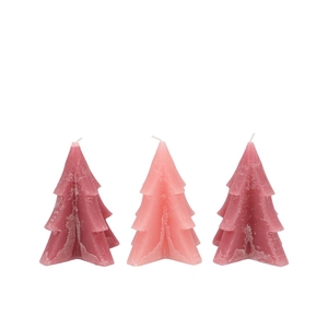 Frosty Sweets Pink Mix Pine Tree Candle 9x12cm Ass