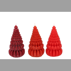 Candle Frosty Pagoda Tree Wild Red Mix Ass 7x14cm Ass