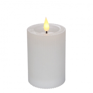 Candle led cylind rib d07 10cm ex aaa