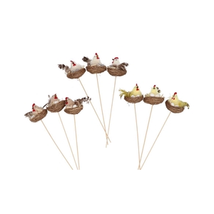 Easter Fun Pick Natural Brown Mix Chicken & Eggs Ass 9x35m