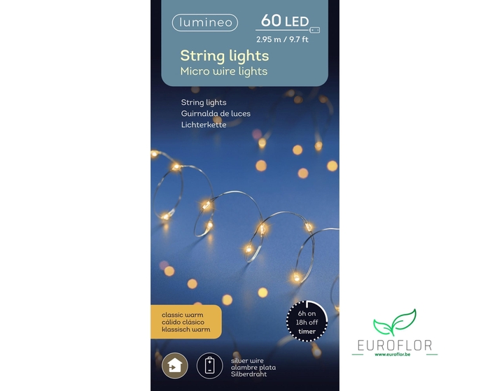 MICRO LED STRINGLIGHTS INSIDE ZILVER KLASSIEKWIT 295CM