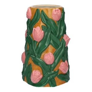 Vase Tulips5 d9.8/16.5xh23.5 pink/y