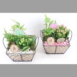 arr2 PL - Draadmand jute 4kant - roze/wit