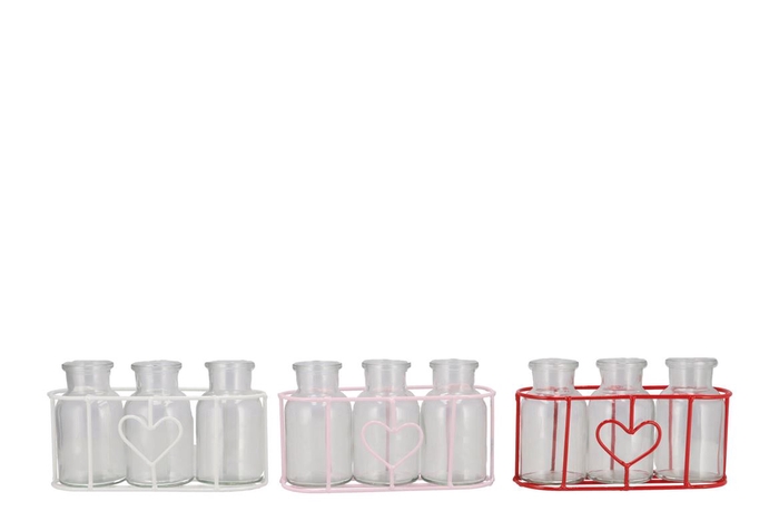 <h4>Polly Red Mix Metal Rack 3 Glass Round Ass 19x7x8cm</h4>