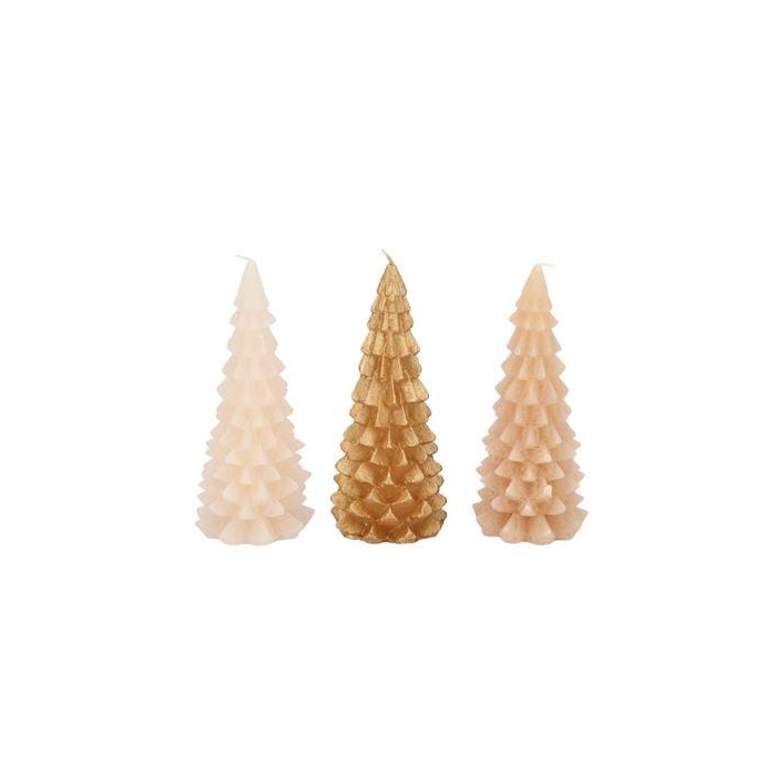 <h4>Candle Frosty X-mas Tree Gold Sand Mix 9x20cm Ass</h4>