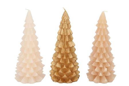 <h4>Candle Frosty X-mas Tree Gold Sand Mix 9x20cm Ass</h4>