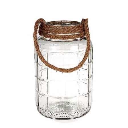 Glas Windlicht Rope d17*28cm